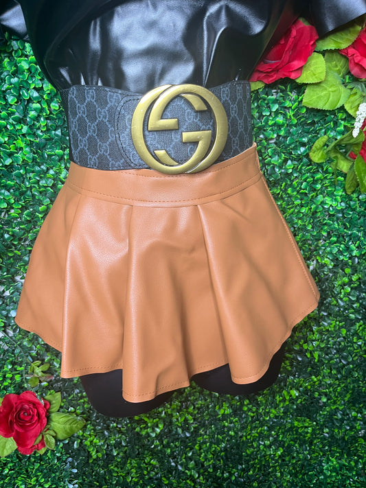 Leather tie front skirt